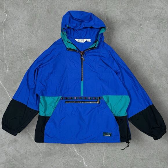 VTG 90s 80s LL Bean Pullover 1/4Zip Anorak Windbreaker Jacket Aztec Womens Large - Picture 1 of 8